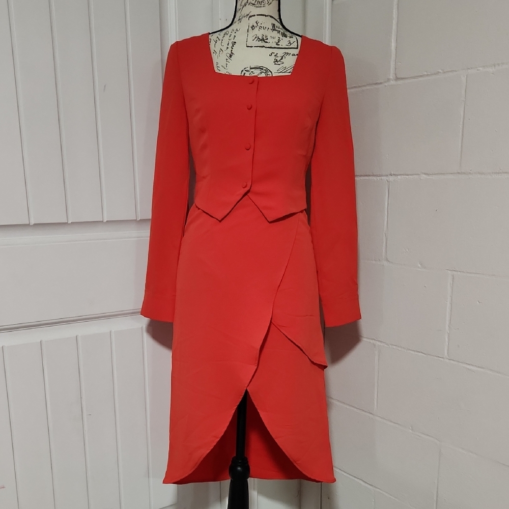 Small NüRode Elegant Melon "Red" Two-Piece Dress Set